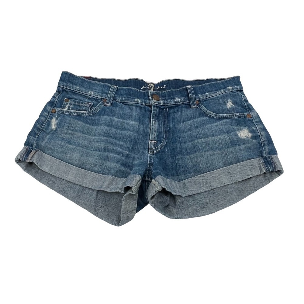 7 For All Mankind Distressed Cuffed Hem Jean Shorts Size 28 Women’s